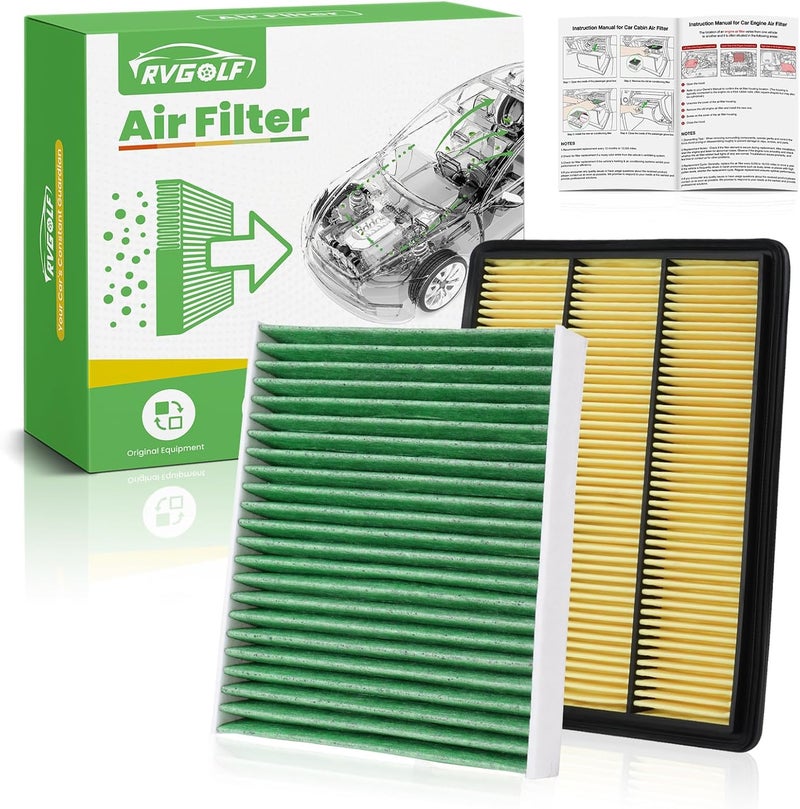 RVgolf فلاتر هواء المحرك والكابينة تناسب إنفينيتي QX50 2.0L 2019-2025، إنفينيتي QX55 2022-2025 استبدال فلتر هواء المحرك فلتر هواء الكابينة ملحقات السيارات# 165465NA1C 272775NA1A - Image 1